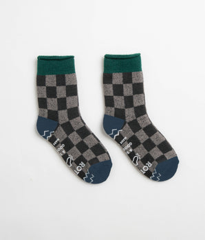 RoToTo Checkerboard Socks - Dark Green / Blue