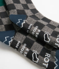RoToTo Checkerboard Socks - Dark Green / Blue thumbnail