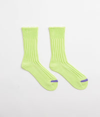 RoToTo Chunky Ribbed Crew Socks - Lime / Purple thumbnail