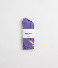 RoToTo Chunky Ribbed Crew Socks - Purple / Yellow thumbnail