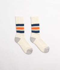 RoToTo Coarse Ribbed Crew Socks - Blue / Orange thumbnail