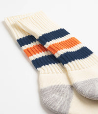 RoToTo Coarse Ribbed Crew Socks - Blue / Orange thumbnail