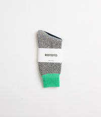 RoToTo Double Face Crew Socks - Mint / Grey thumbnail