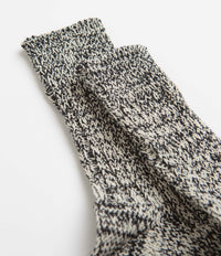 RoToTo Recycled Cotton Crew Socks - Black / Ivory thumbnail