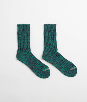 RoToTo Recycled Cotton Crew Socks - Blue / Green