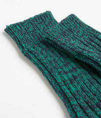 RoToTo Recycled Cotton Crew Socks - Blue / Green thumbnail