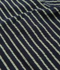 YMC Malick Short Sleeve Shirt in Navy and Yellow thumbnail