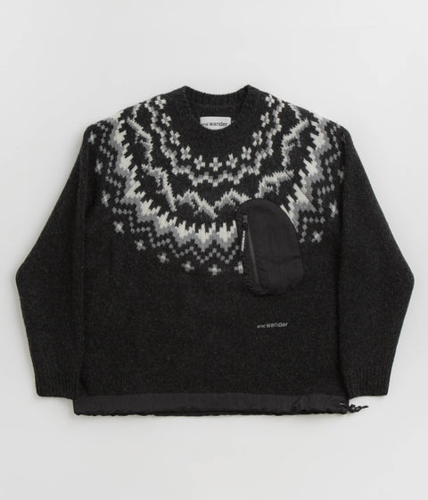 and wander Lopi Knit Sweatshirt - Black