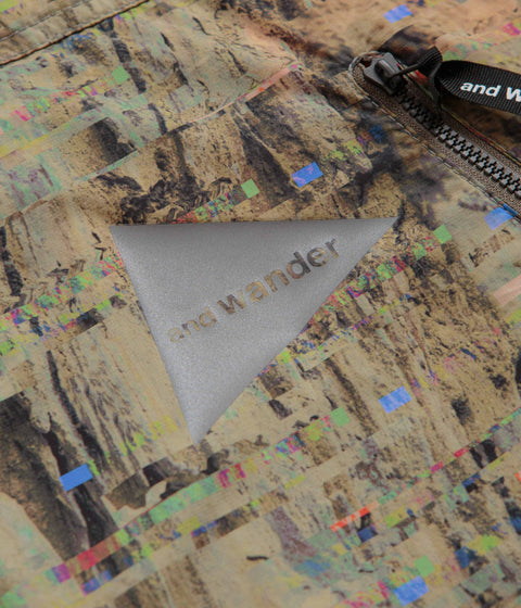 and wander Pertex Printed Wind T-Shirt in Beige