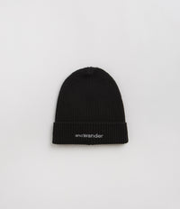 and wander Shetland Wool Beanie - Black thumbnail