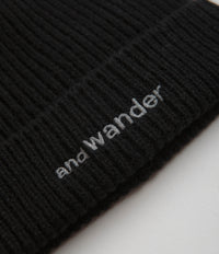 and wander Shetland Wool Beanie - Black thumbnail