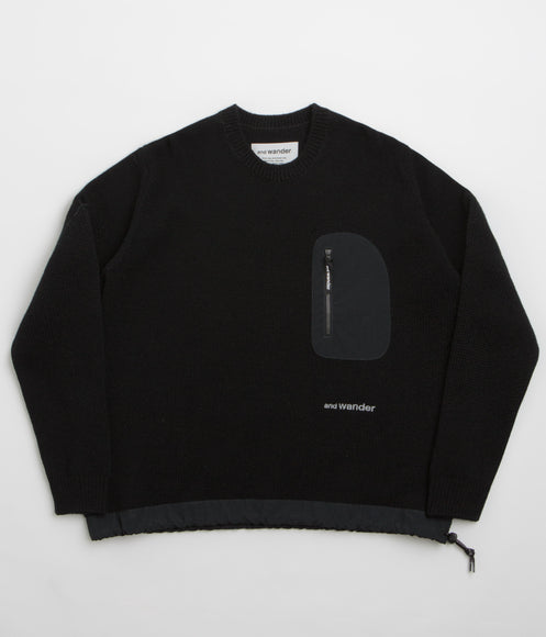 and wander Shetland Wool Sweatshirt - Black