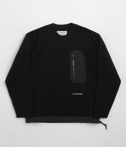 and wander Shetland Wool Sweatshirt - Black