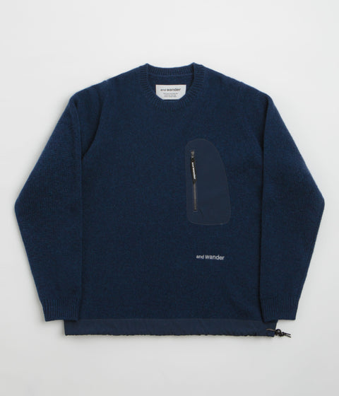 and wander Shetland Wool Sweatshirt in Blue
