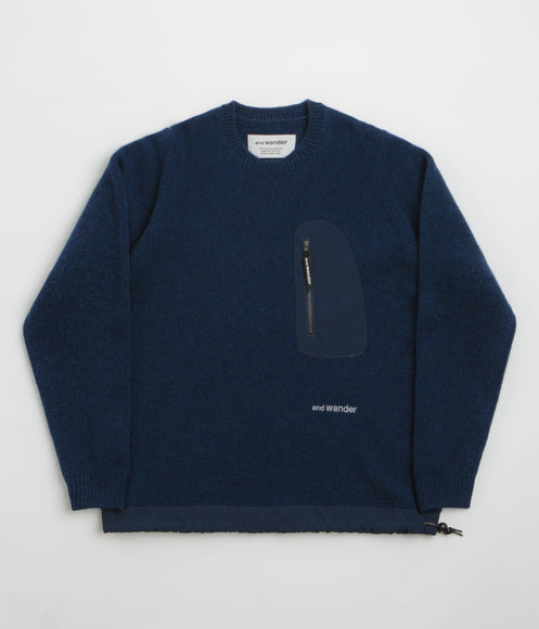 and wander Shetland Wool Sweatshirt - Blue