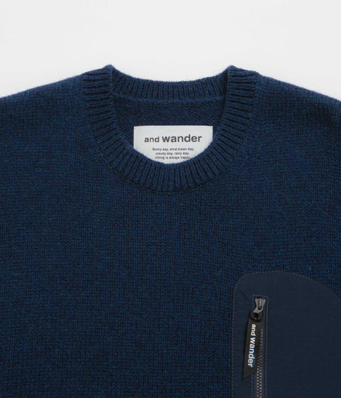 and wander Shetland Wool Sweatshirt in Blue