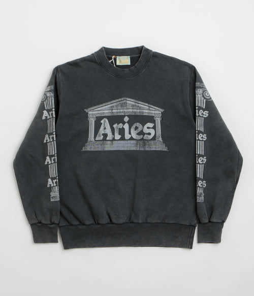 Aries Aged Ancient Column Crewneck Sweatshirt - Black / White