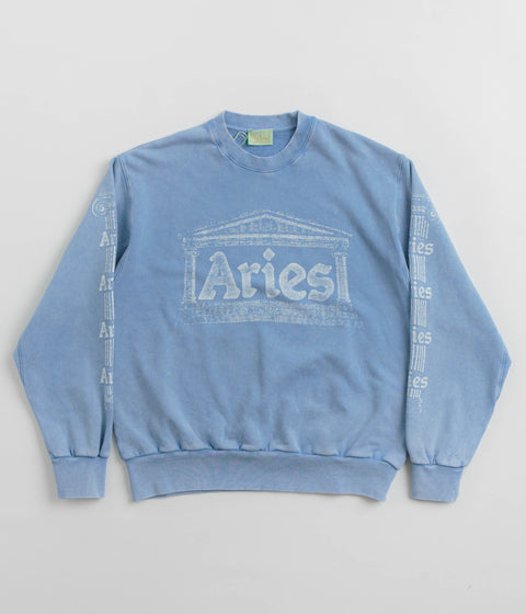 Aries Aged Ancient Column Crewneck Sweatshirt - Pale Blue
