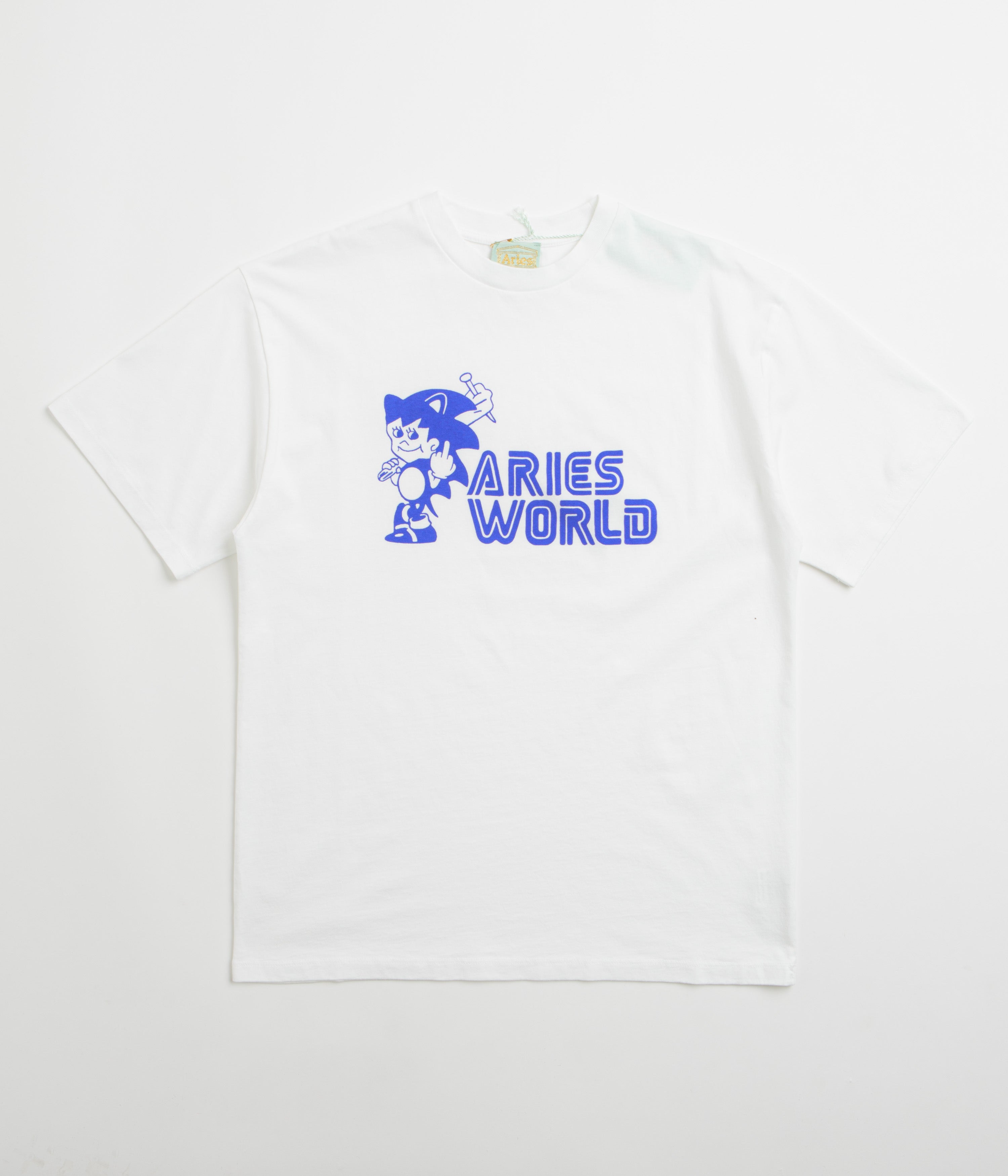 ★ARIES★ United Color Embroidered Short Sleeve T-Shirt Whit aries-sonico-t-shirt-white--1.