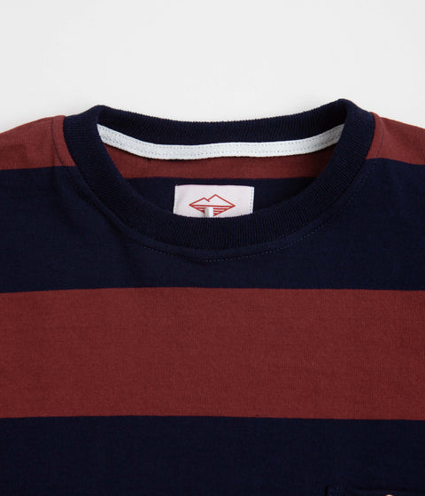 Battenwear Pocket Rugby T-Shirt - Navy / Maroon Stripe | Always in Colour