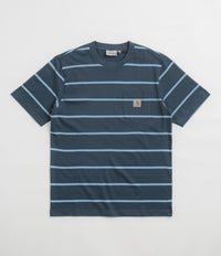 Carhartt Aiken Pocket T-Shirt - Aiken Stripe / Dusky Blue thumbnail