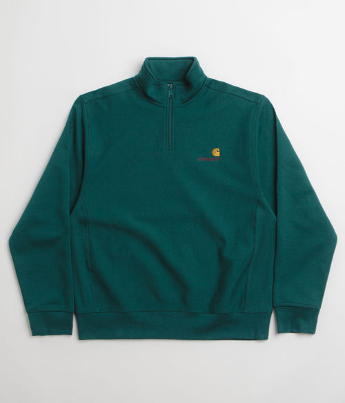 Carhartt Half Zip American Script Sweatshirt - Malachite