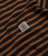 Carhartt Seidler Pocket Long Sleeve T-Shirt - Seidler Stripe / Deep Hamilton Brown / Black thumbnail