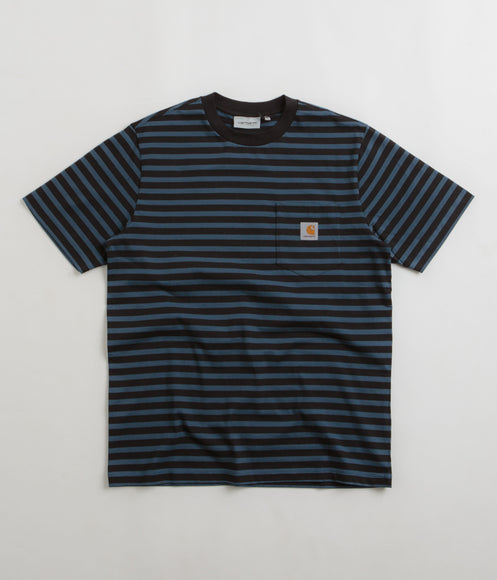 Carhartt Seidler Pocket T-Shirt - Seidler Stripe / Squid / Black