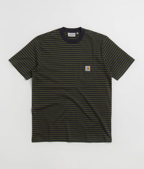 Carhartt Verner Pocket T-Shirt - Verner Stripe / Dark Navy / Office Green