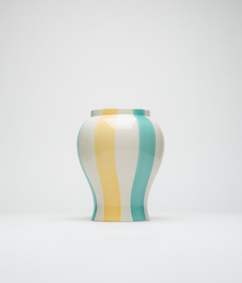 HAY Large Sobremesa Stripe Vase - Green / Yellow
