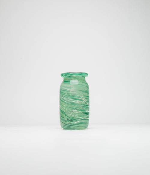 HAY Small Roll Neck Splash Vase - Green Swirl