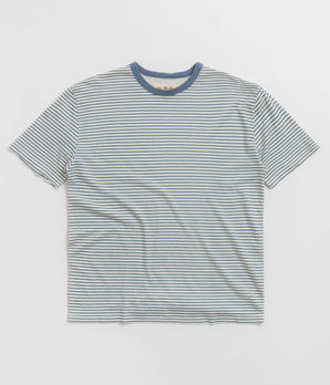 Mollusk Hemp T-Shirt - Natural / Indigo Stripe