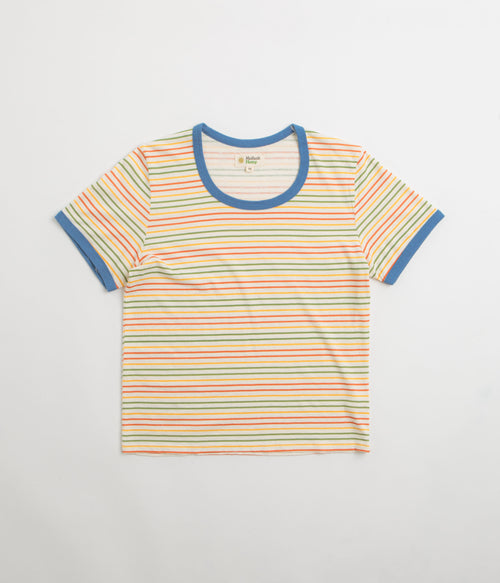 Mollusk Womens Ringer T-Shirt - Red / Gold / Green Stripe