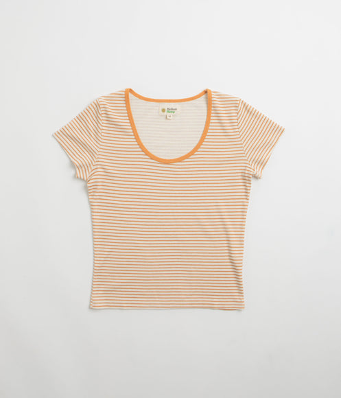 Mollusk Womens Scoop Ribsy T-Shirt - Orange Stripe