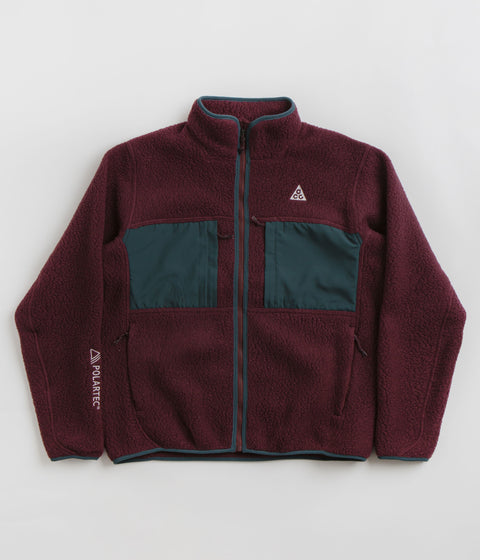 Nike ACG Arctic Wolf Full Zip Fleece in Night Maroon and Deep Jungle / Summit White