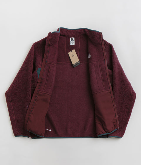 Nike ACG Arctic Wolf Full Zip Fleece in Night Maroon and Deep Jungle / Summit White
