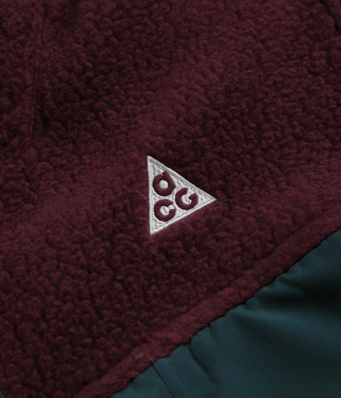 Nike ACG Arctic Wolf Full Zip Fleece in Night Maroon and Deep Jungle / Summit White