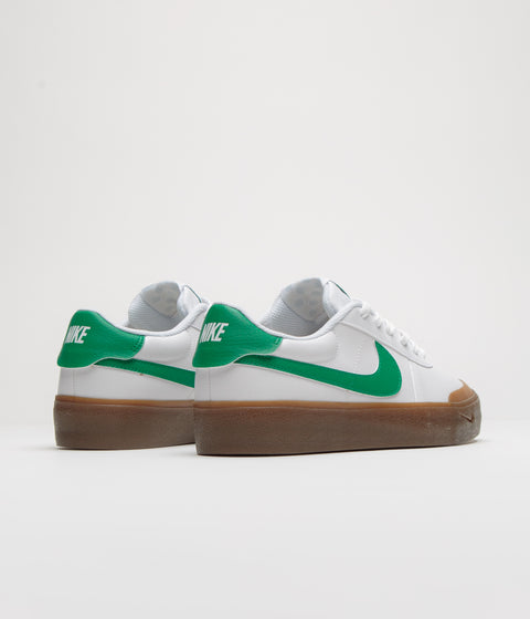 Nike Court Shot Shoes in White and Malachite and Gum Med Brown
