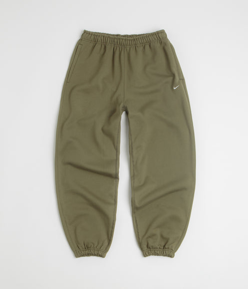 Nike Solo Swoosh Cuffed Sweatpants - Medium Olive / Medium Olive / White