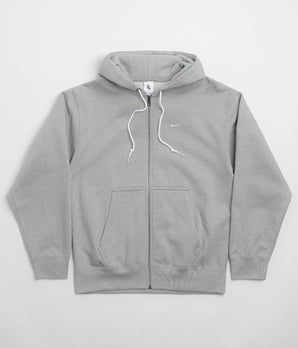 Nike Solo Swoosh Full Zip Hoodie - Dark Grey Heather / White