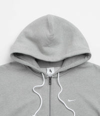 Nike Solo Swoosh Full Zip Hoodie - Dark Grey Heather / White thumbnail