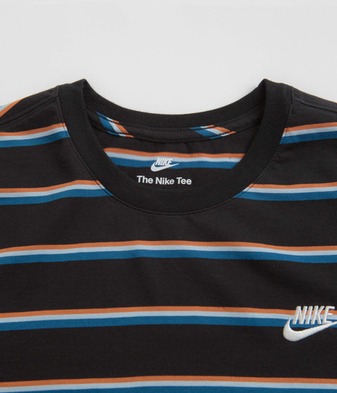 Nike Stripe T-Shirt in Black and Burnt Sunrise