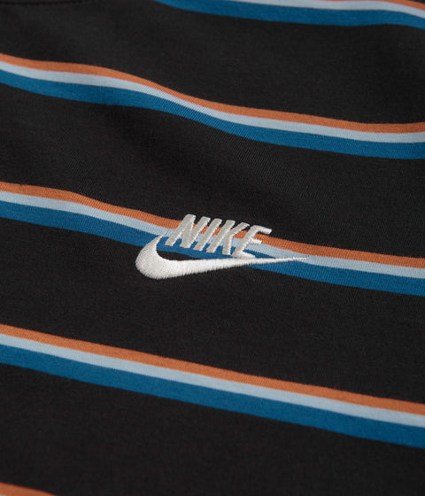 Nike Stripe T-Shirt in Black and Burnt Sunrise
