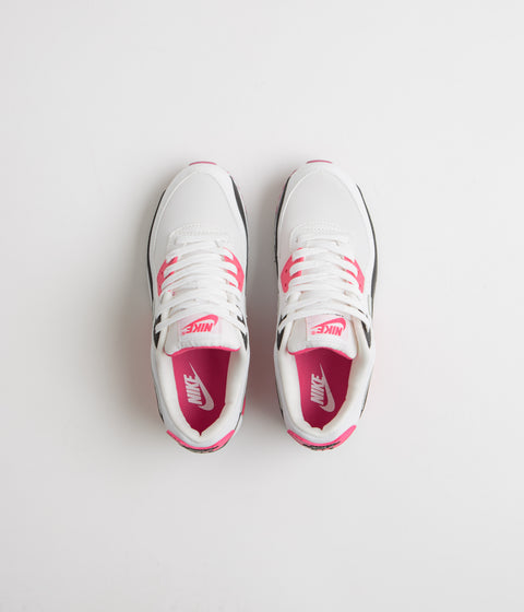 Nike Womens Air Max 90 Shoes in White and Light Silver and Aster Pink - Black