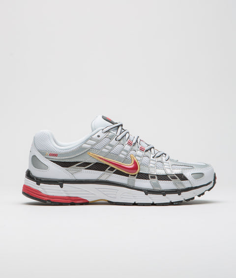 Nike Womens P-6000 Shoes - White / Varsity Red - Metallic Platinum