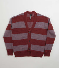 No Problemo Striped Mohair Oversized Cardigan - Burgundy Multi thumbnail