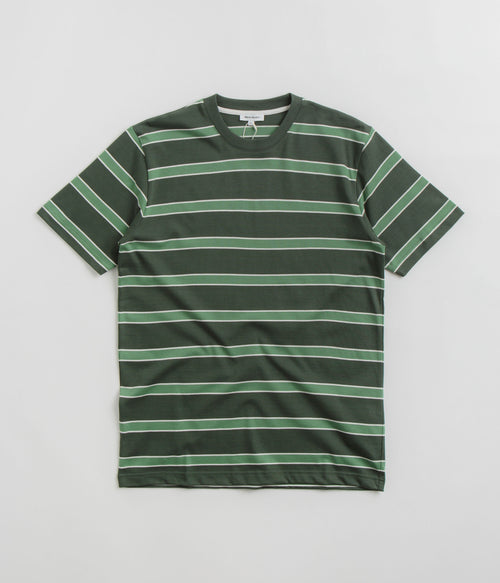 Norse Projects Johannes Organic Multicolour Stripe T-Shirt - Spruce Green