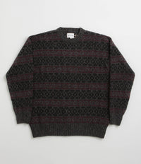 Norse Projects Jonas Scottish Lambswool Fair Isle Sweatshirt - Charcoal Grey thumbnail