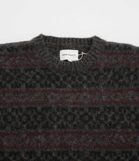 Norse Projects Jonas Scottish Lambswool Fair Isle Sweatshirt - Charcoal Grey thumbnail