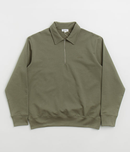 Norse Projects Ketel Relaxed Logo Half Zip Sweatshirt - Sediment Green